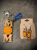 Sports mom earrings and keychain set