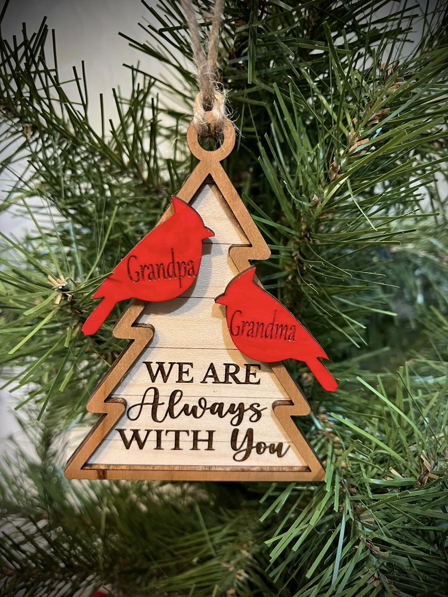 Custom red bird ornament