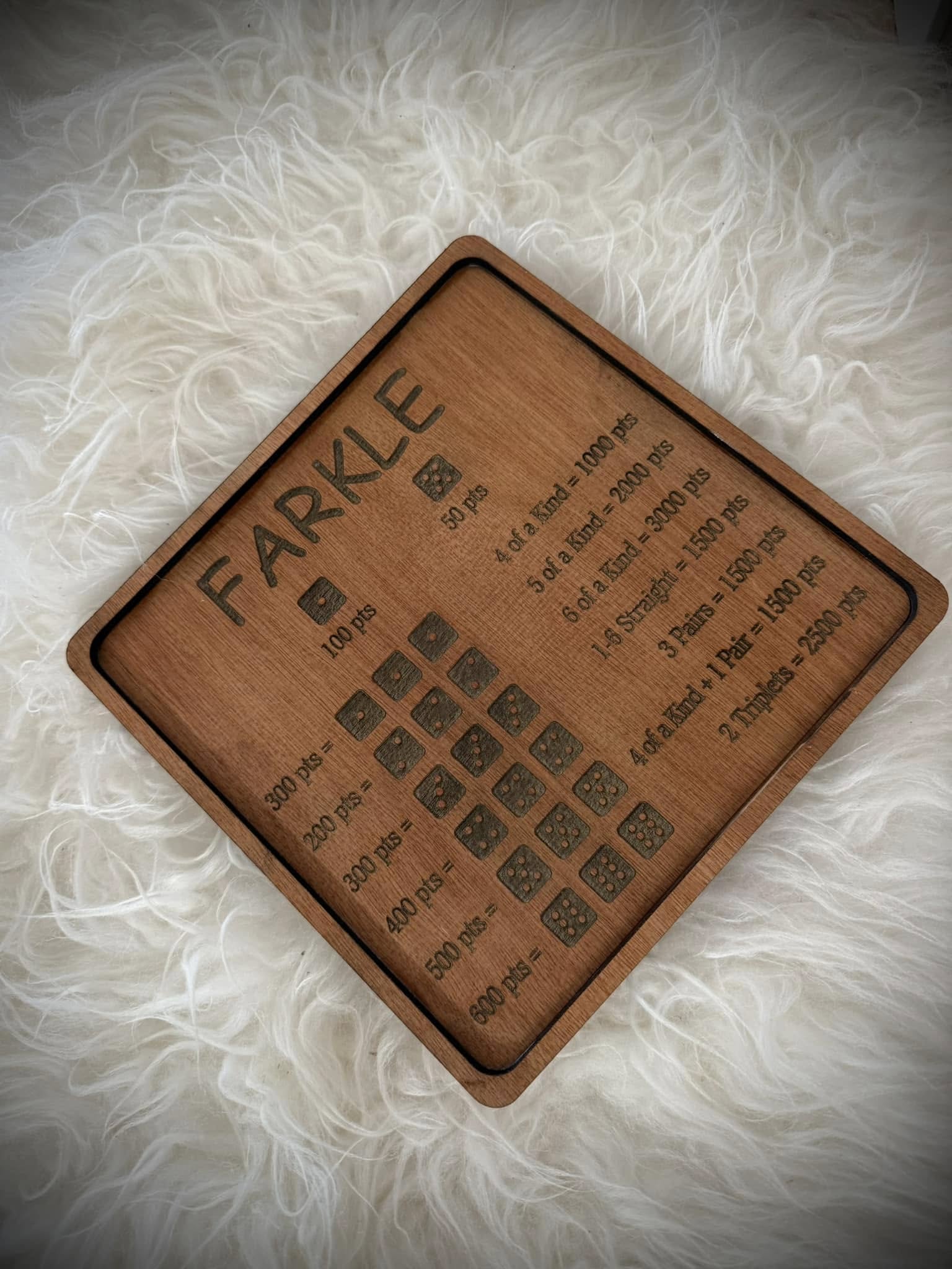 Farkle dice rolling board