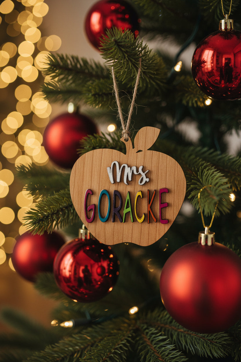 Custom teacher apple ornament