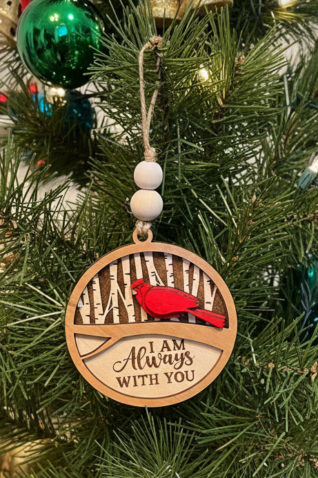 Red bird memorial christmas ornament
