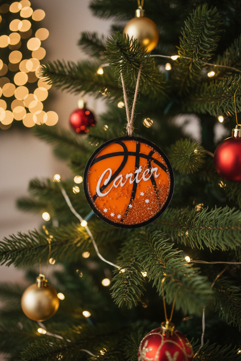 Custom basketball shaker ornament