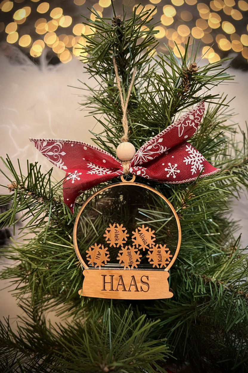 Custom snowglobe shaker ornament