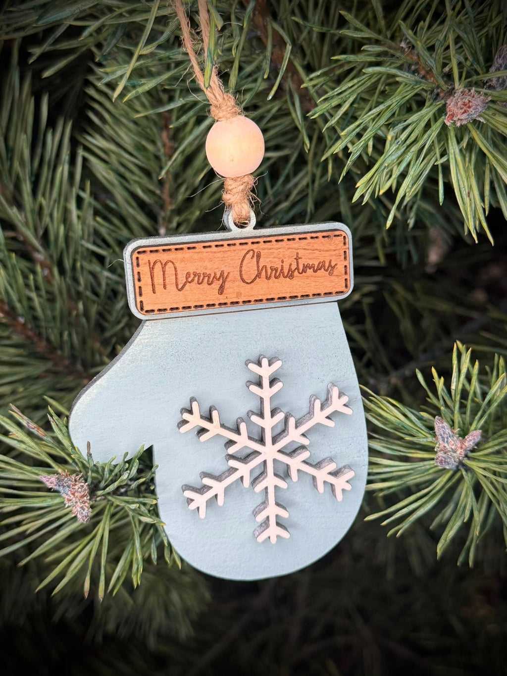 Custom mitten christmas ornament