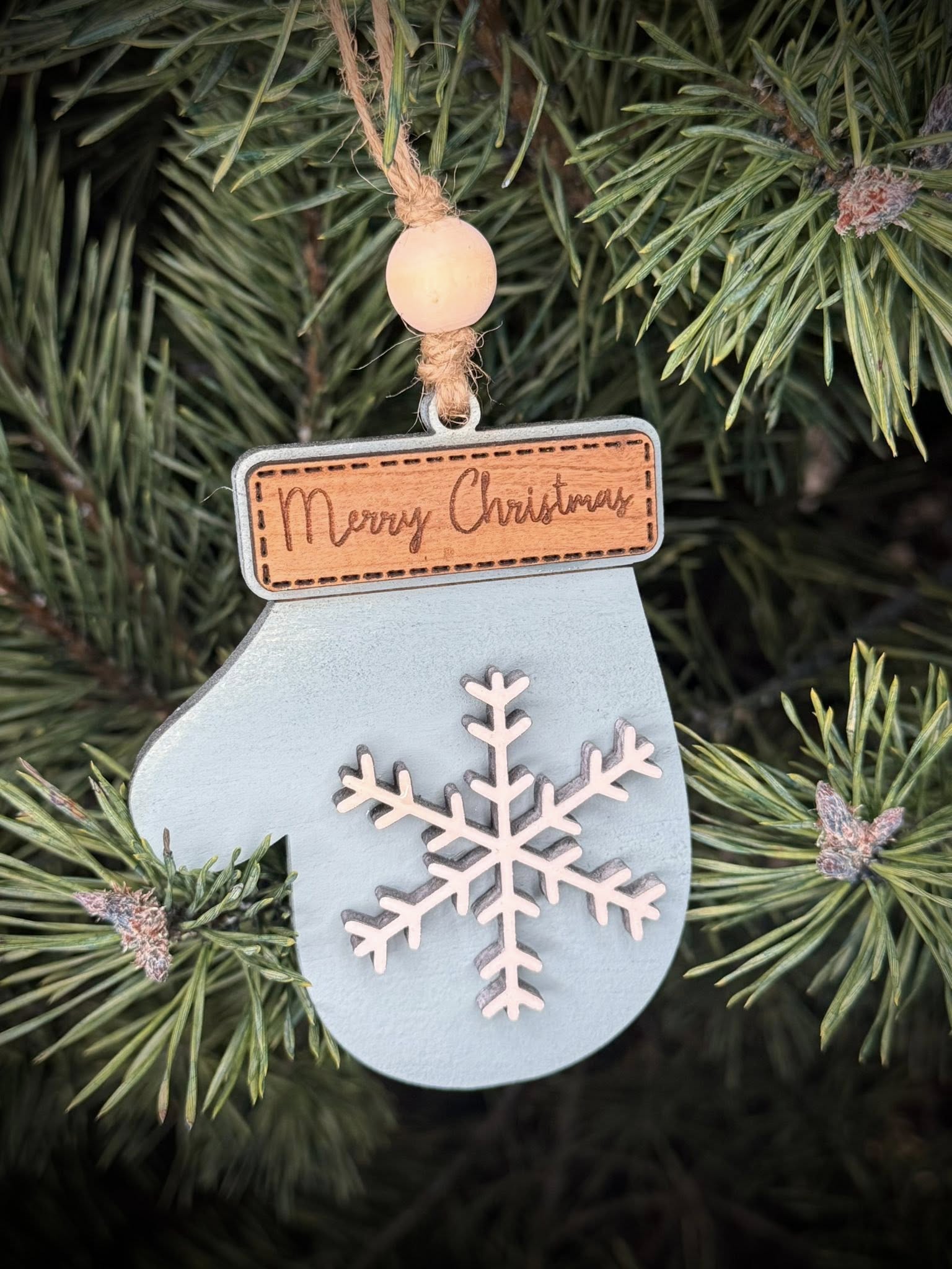 Custom mitten christmas ornament