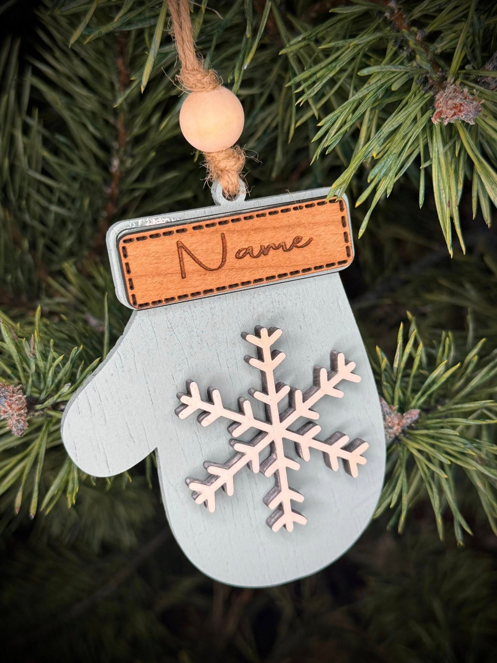 Custom mitten christmas ornament