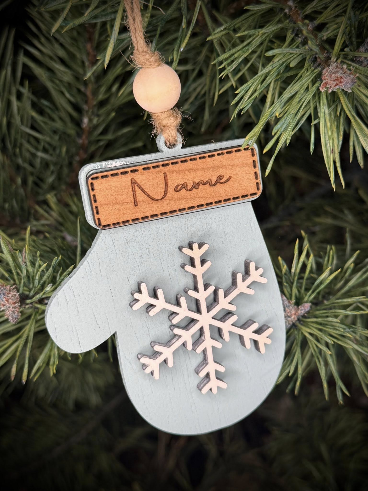 Custom mitten christmas ornament
