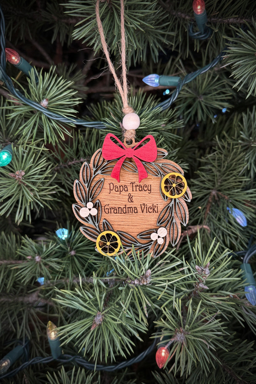 Custom wreath ornament