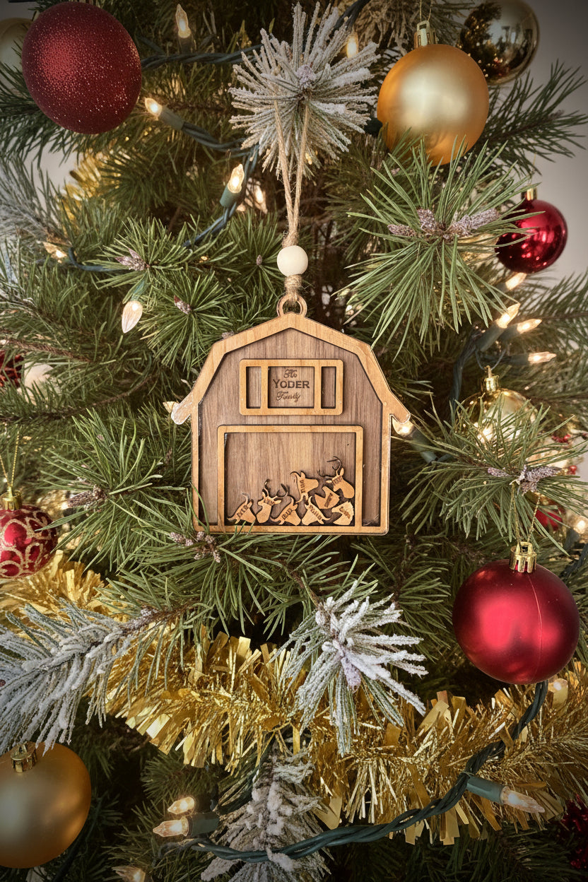 Custom Barn Family ornament