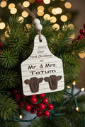 Custom Cow Tag Christmas ornament