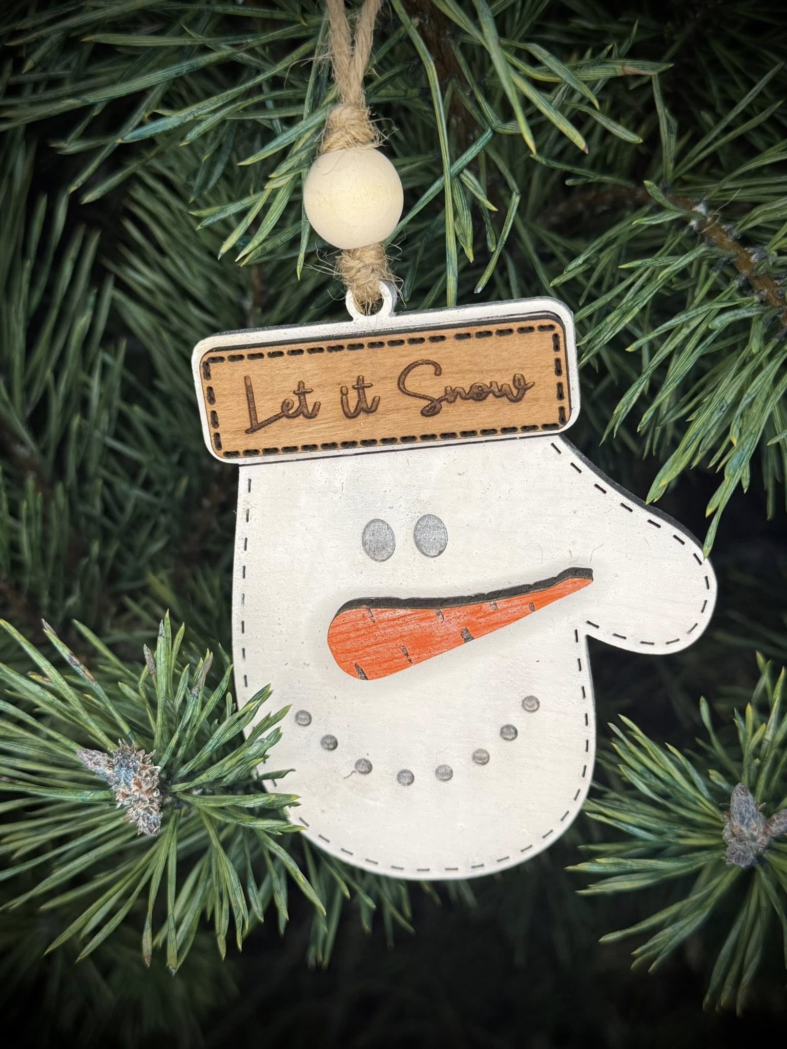 Custom Snow man glove ornament